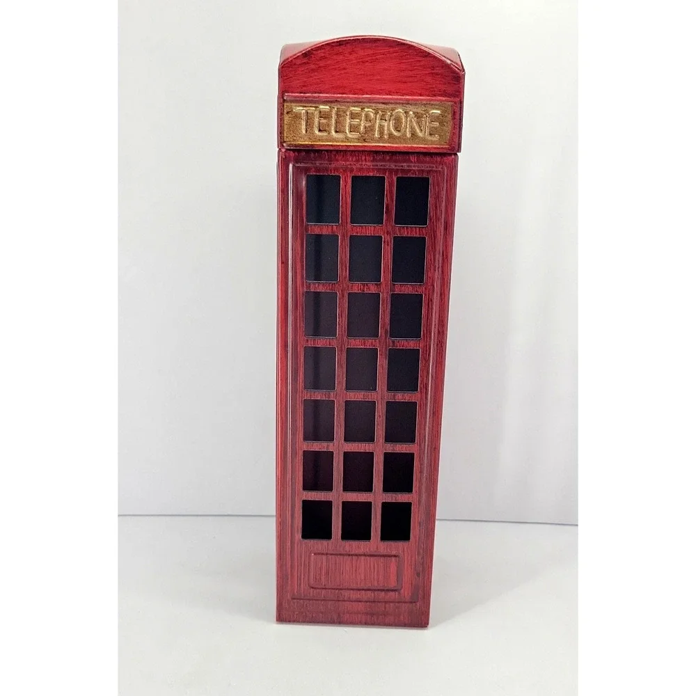 London Red Telephone Booth Metal Wine Bottle Holder 12